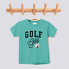 Retro Golf Girl Pink Bow Comfort Colors Youth Tee - Island Reef
