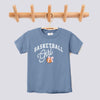 Retro Basketball Girl Pink Bow Comfort Colors Youth Tee - Blue Jean
