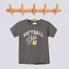 Retro Softball Girl Pink Bow Comfort Colors Youth Tee - Pepper