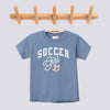 Retro Soccer Girl Pink Bow Comfort Colors Youth Tee - Blue Jean