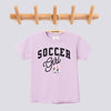 Retro Soccer Girl Pink Bow Comfort Colors Youth Tee - Orchid
