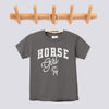 Retro Horse Girl Pink Bow Comfort Colors Youth Tee - Pepper
