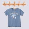 Retro Gymnastics Girl Pink Bow Comfort Colors Youth Tee - Blue Jean