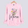 Personalized Floral Mama Sweatshirt - Add Kids Names - Light Pink