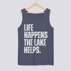 Life Happens The Lake Helps Comfort Colors Tank Top - Denim
