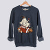 Retro Ghost Football Witch Sweatshirt - Dark Heather