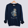 Cute Patchwork Ghost Sweatshirt - Navy