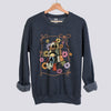 Halloween Patchwork Ghost and Black Cat Sweatshirt - Dark Heather
