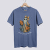 Retro Patchwork Ghost Football Comfort Colors Tee - Blue Jean