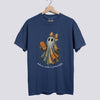 Retro Patchwork Ghost Football Comfort Colors Tee - Denim