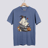 Retro Ghost Hockey Witch Comfort Colors Tee - Blue Jean