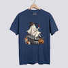 Retro Ghost Hockey Witch Comfort Colors Tee - Denim