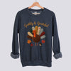 Gobbly and Grateful Patchwork Turkey Sweatshirt - Dark Heather