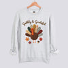 Gobbly and Grateful Patchwork Turkey Sweatshirt - Ash