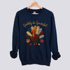 Gobbly and Grateful Patchwork Turkey Sweatshirt - Navy