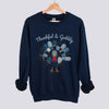 Thankful and Gobbly Patchwork Turkey Sweatshirt - Navy