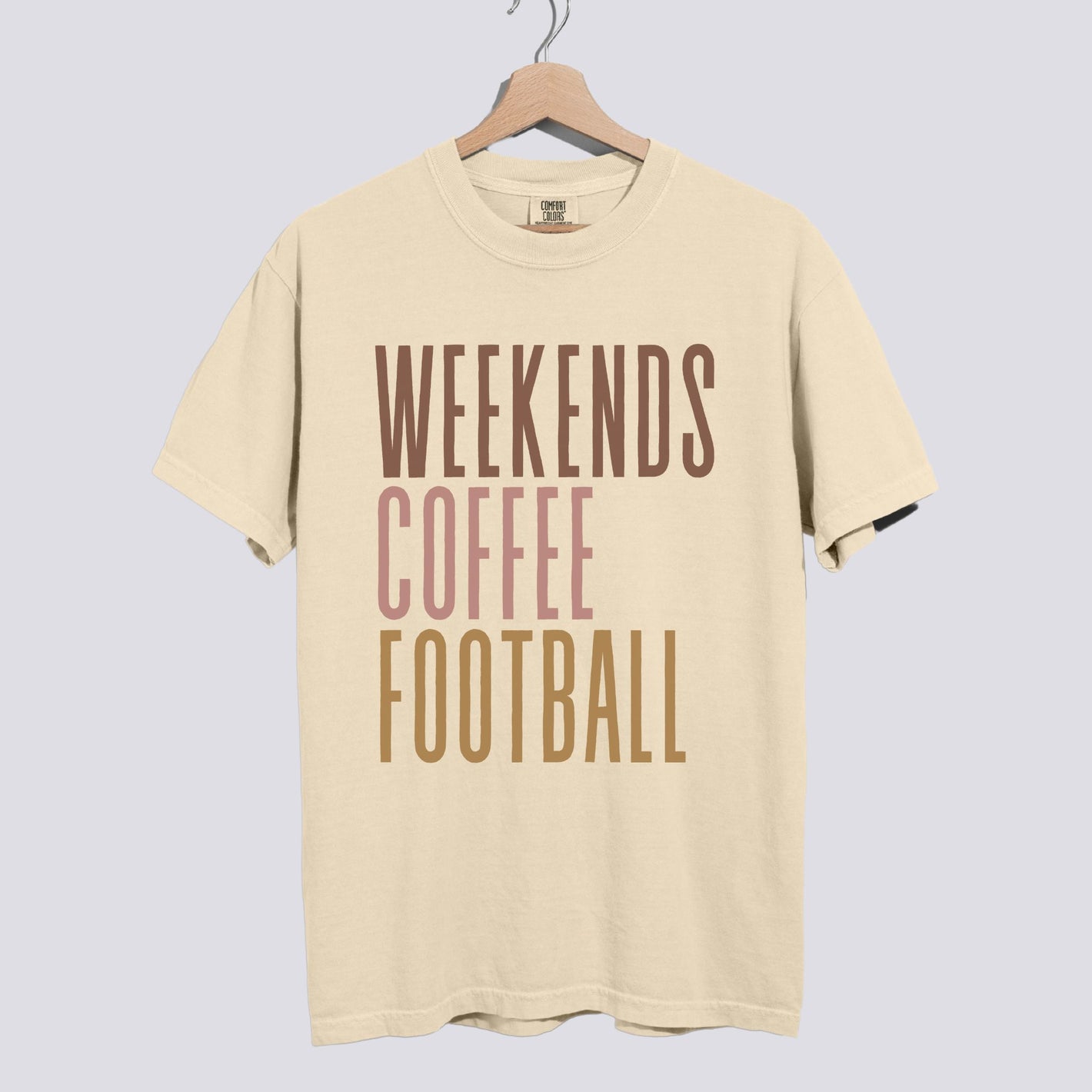 Weekends Coffee Football Comfort Colors Tee Unisex