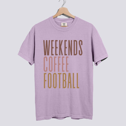 Weekends Coffee Football Comfort Colors Tee Unisex