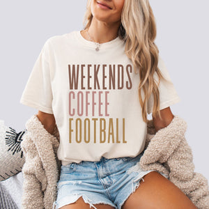Weekends Coffee Football Comfort Colors Tee Unisex