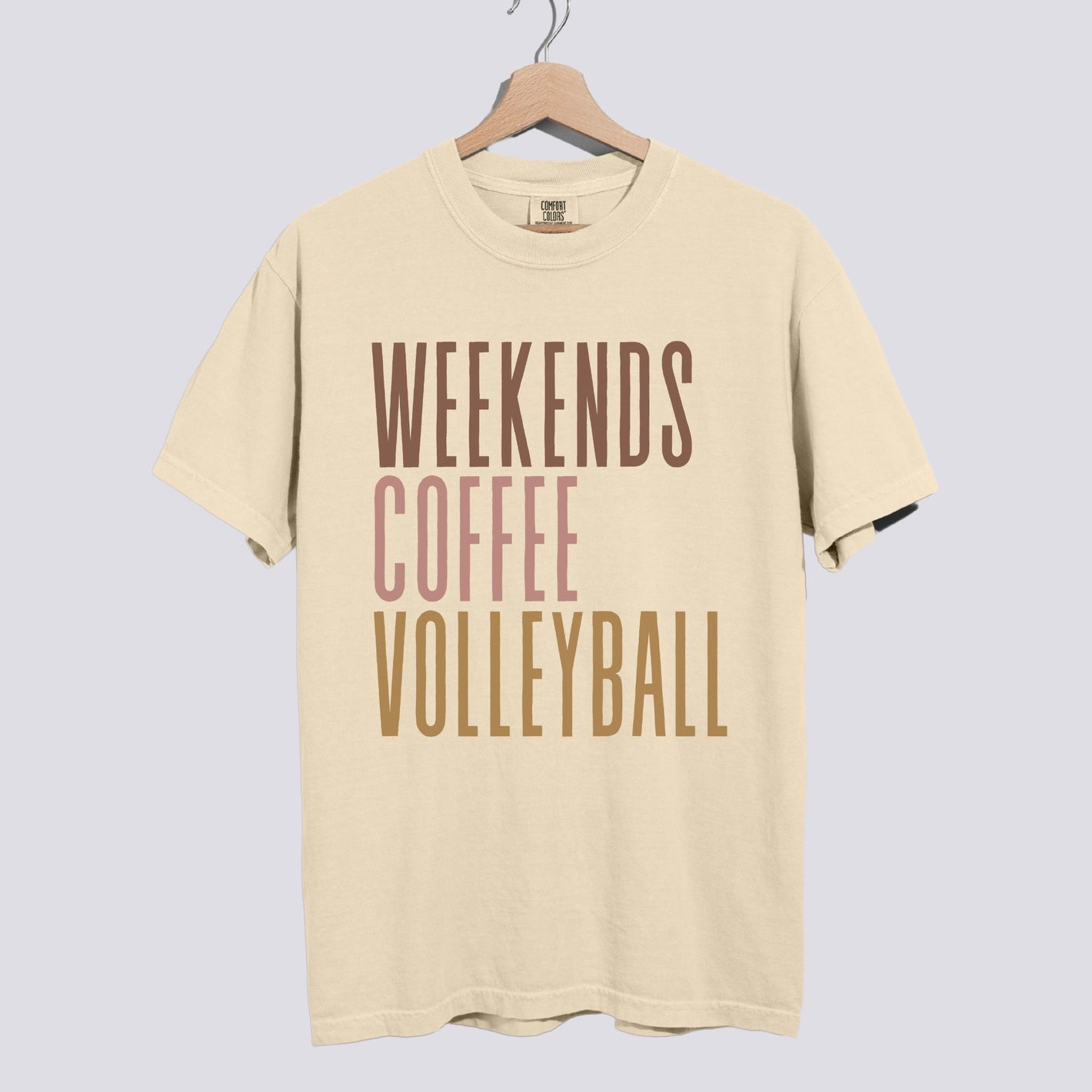 Weekends Coffee Volleyball Comfort Colors Tee Unisex
