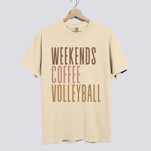 Weekends Coffee Volleyball Comfort Colors Tee Unisex