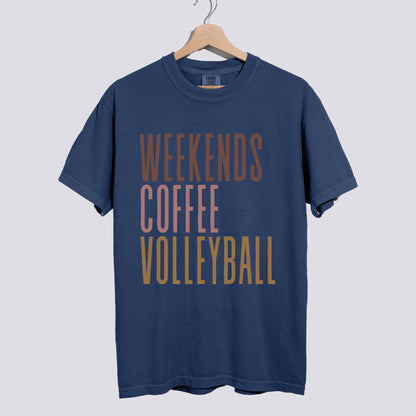 Weekends Coffee Volleyball Comfort Colors Tee Unisex