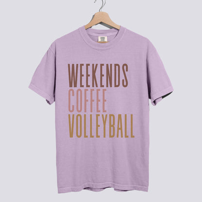 Weekends Coffee Volleyball Comfort Colors Tee Unisex