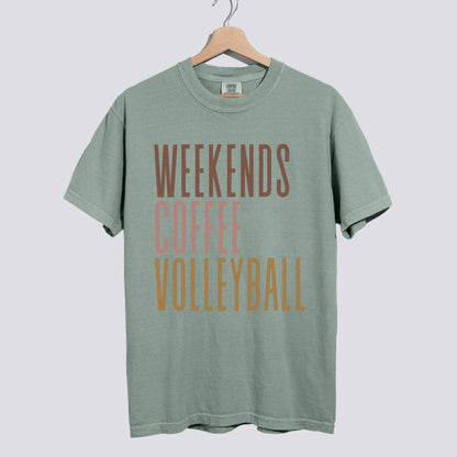 Weekends Coffee Volleyball Comfort Colors Tee Unisex