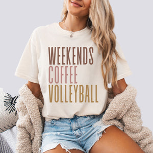 Weekends Coffee Volleyball Comfort Colors Tee Unisex