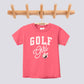 Retro Golf Girl Pink Bow Comfort Colors Youth Tee