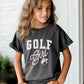 Retro Golf Girl Pink Bow Comfort Colors Youth Tee