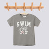 Retro Swim Girl Pink Bow Comfort Colors Youth Tee - Grey