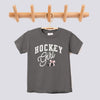 Retro Hockey Girl Pink Bow Comfort Colors Youth Tee - Pepper