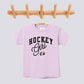 Retro Hockey Girl Pink Bow Comfort Colors Youth Tee
