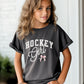 Retro Hockey Girl Pink Bow Comfort Colors Youth Tee