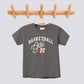 Retro Basketball Girl Pink Bow Comfort Colors Youth Tee