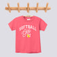 Retro Softball Girl Pink Bow Comfort Colors Youth Tee