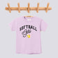 Retro Softball Girl Pink Bow Comfort Colors Youth Tee