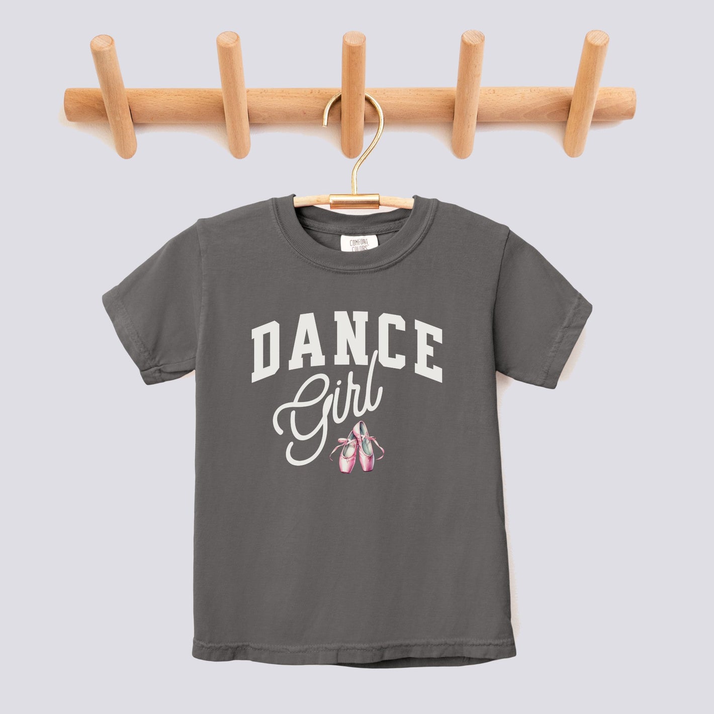 Retro Dance Girl Pink Bow Comfort Colors Youth Tee