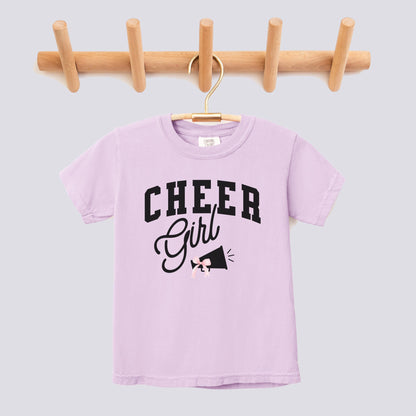Retro Cheer Girl Pink Bow Comfort Colors Youth Tee