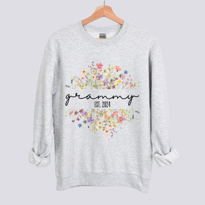 Personalized Floral Sweatshirt - Custom Name & Est. Date