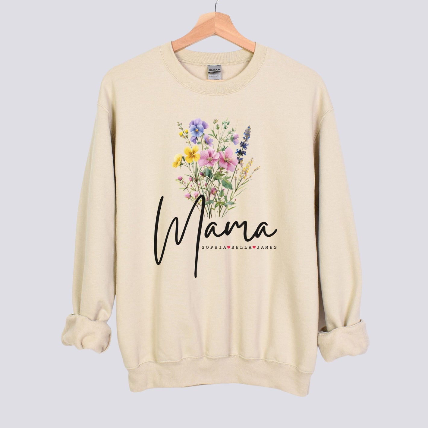 Personalized Floral Mama Sweatshirt - Add Kids Names