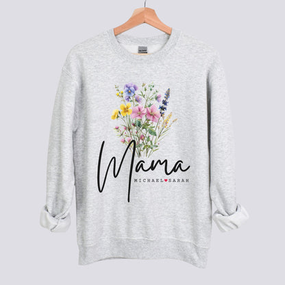 Personalized Floral Mama Sweatshirt - Add Kids Names