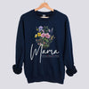 Personalized Floral Mama Sweatshirt - Add Kids Names - Navy