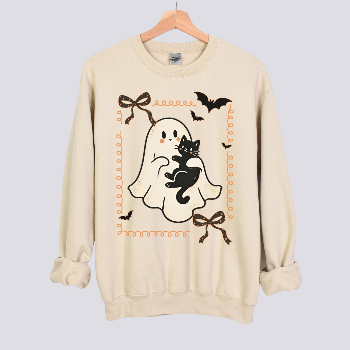 Cute Ghost and Black Cat Sweatshirt