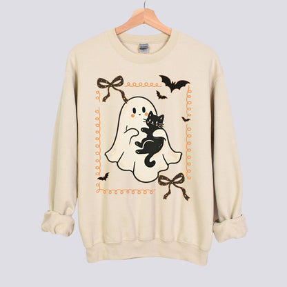 Cute Ghost and Black Cat Sweatshirt