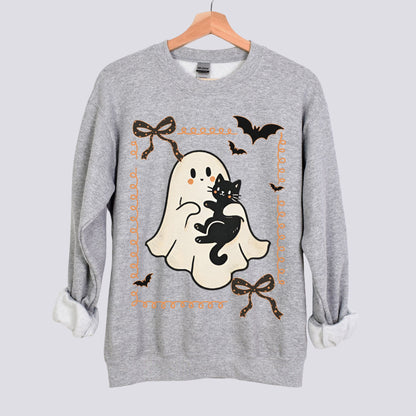 Cute Ghost and Black Cat Sweatshirt