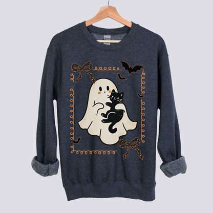 Cute Ghost and Black Cat Sweatshirt