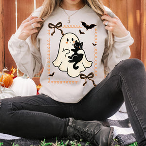 Cute Ghost and Black Cat Sweatshirt