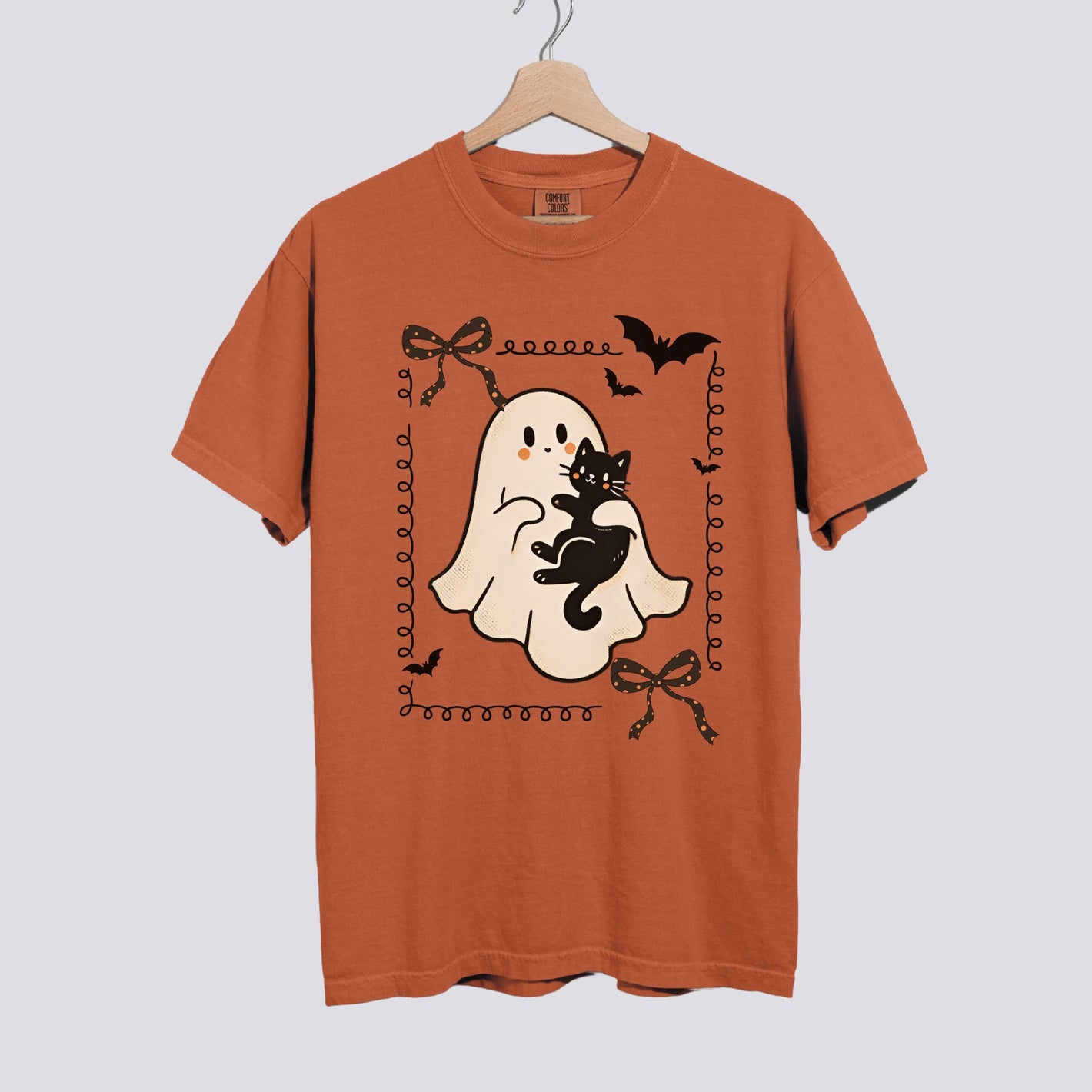 Cute Ghost and Black Cat Comfort Colors Tee